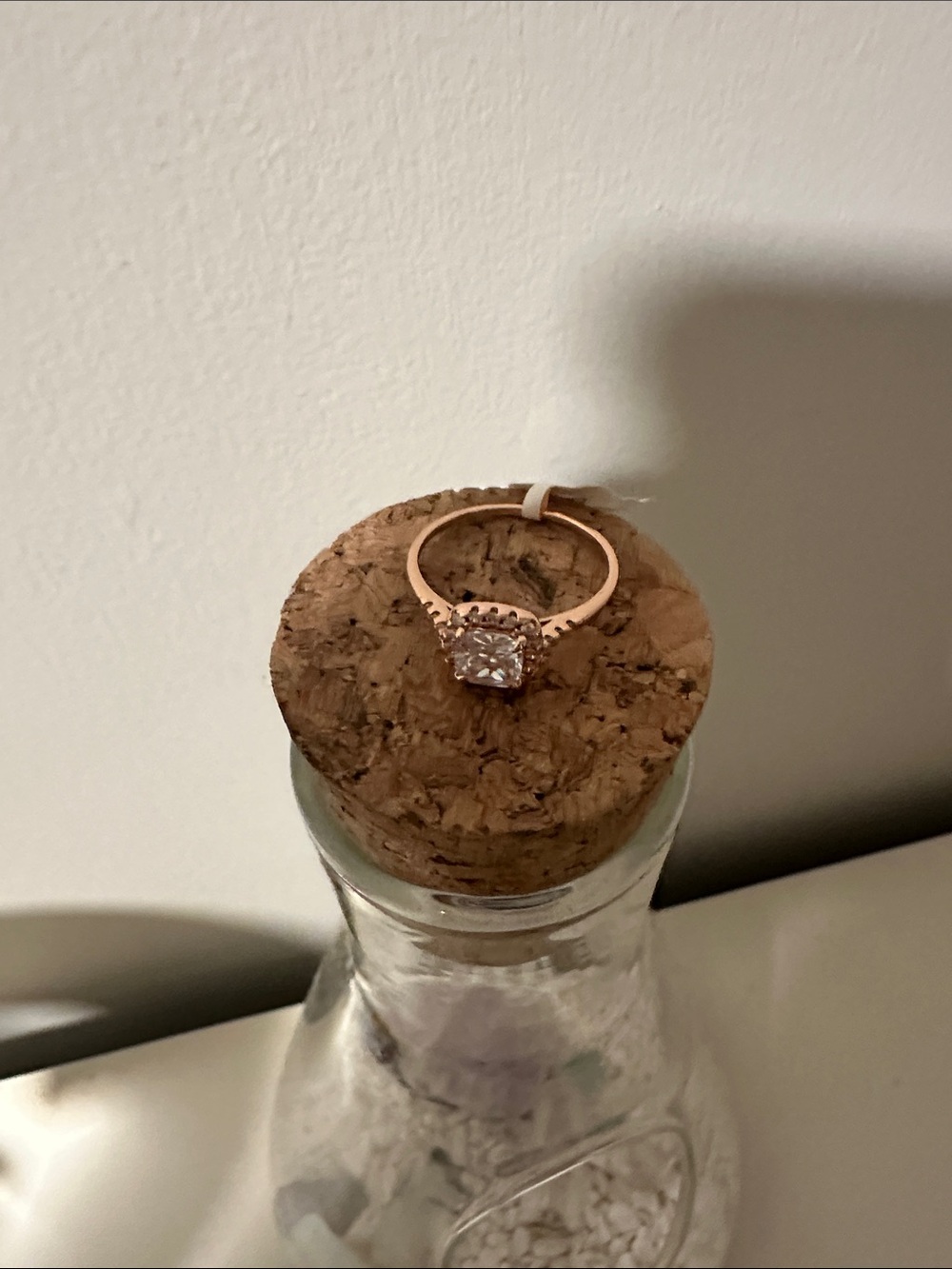 Rose-Tone Halo Ring with Sparkling Center Stone